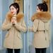 Women's Fleece-Lined Parka Jacket Winter Short Coat With Fur Hood, Thick Warm Outerwear For Cold Weather"_ecoleips.com