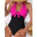 Women’s One-Piece Swimsuit – Sexy Cutout & Adjustable Ties | Nylon/Spandex Swimwear (Black/Army Green/Hot Pink/Royal Blue, S-XL)_ecoleips.com