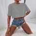 . Independent Site Cropped Women's T-shirt, Short Foreign Trade Trendy Brand Half-sleeve T-shirt With Printed Logo_ecoleips.com