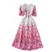 Women's Clothing American Court Style Long Dress Lace Print Round Neck Casual Elegant Fashion Hollowed Out High End Vacation Bridal Gown_ecoleips.com