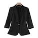Women's Slim Fit Short Blazer Jacket – Lightweight Office & Casual Cropped Blazer With Notch Lapel, 3/4 Sleeve, Wrinkle-Free_ecoleips.com