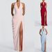Spring/Summer Halter Neck Slit Dress Women's Casual Vacation Long Tie Waist INS New_ecoleips.com