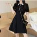Women's Contrast Collar Polo Dress Summer Short Sleeve Button Front A Line Casual Mini Dress_ecoleips.com