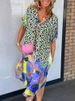 Summer New Fashion Women's V-neck Printed Loose Dress Fashion Elegant Holiday Casual Dresses Female Beach Party Vestidos_ecoleips.com