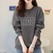 Women's Korean Style Pullover Sweatshirt Fleece Lined Thickened Long Sleeve Pure Cotton Relaxed Fit Autumn Winter Top_ecoleips.com