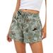 Women's 3D Printed Drawstring Shorts - Cotton Blend Casual Breathable Lounge Pants With Leaf/Branch Patterns_ecoleips.com