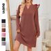 Women's Clothing Women's V-Neck Long Sleeve Loose Fit Casual Dress For Autumn Winter – Stylish & Comfortable In Multiple Colors_ecoleips.com