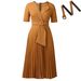 Stylish Short Sleeve Collar Dress – Summer Office & Casual Wear With Belt Effortless Style For Every Summer Day_ecoleips.com