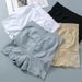 Women's Lace Trimmed Safety Shorts Mid Waist Tummy Control Cotton Crotch Anti Underwear Three Quarter Length Leggings_ecoleips.com