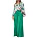 Women's Clothing New Product Summer Loose Fit Oversized Casual Printed Shirt Top Wide Leg Pants Two-piece Set_ecoleips.com