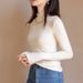 Women's Semi-Turtleneck Fleece-Lined Thermal Shirt - Slim Fit Long Sleeve Base Layer For Autumn/Winter - Soft Brushed Inner, High Elasticity_ecoleips.com