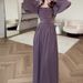 Women's Clothing Autumn Square Neck Pleated Slim Temperament High Waist Skirt Women_ecoleips.com
