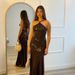 Women's Clothing Women's Sleeveless Party Dress Sexy Evening Gown Long Dress With Sequins Slit And Fitted Waist_ecoleips.com