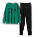 Women's Clothing Letter Printed Sweatshirt Casual Sports Trousers Two Piece Set Late Autumn Style Slightly Fat Mm_ecoleips.com