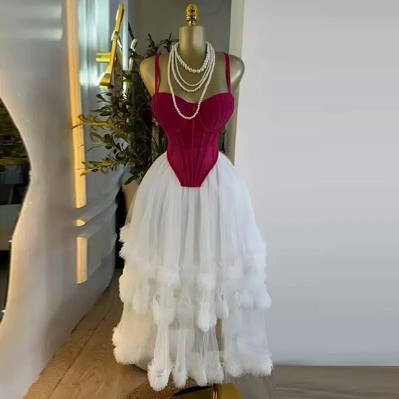 Women's American Style Casual Camisole Top & Irregular Skirt Set Fashionable Pleated Knee-Length Skirt Spring/Autumn Summer Wear_ecoleips.com