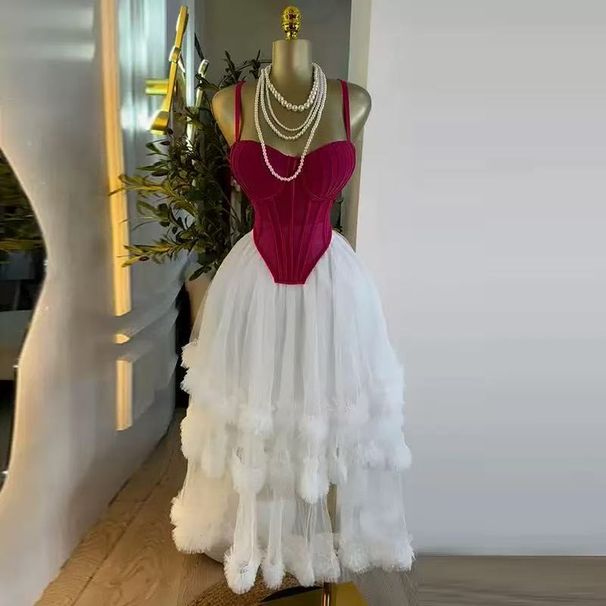 Women's American Style Casual Camisole Top & Irregular Skirt Set Fashionable Pleated Knee-Length Skirt Spring/Autumn Summer Wear_ecoleips.com