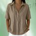 2026 Summer New Women's Clothing Loose And Comfortable Lapel Short Sleeve Solid Color Shirt White Shirt Women's Premium Sense_ecoleips.com