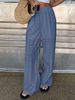 ZOEVA Women's Summer Solid Color Hollow Embroidery Casual Elastic Waist Trousers Casual Versatile_ecoleips.com