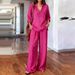 New Women's Long Sleeved Solid Color Two Piece Set Loose Casual Style for European American Independent Websites_ecoleips.com