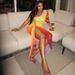 Women's Pleated Color Block Slit Slim Fit Irregular Skirt Long Sleeve One Shoulder Fashion Dress European American Style Export_ecoleips.com