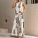 Women's Clothing 3d Digital Printing Printed Sleeveless Tops Set Trousers One Piece Customization_ecoleips.com