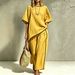 Women's Elegant Two Piece Set Round Neck Casual Loose Short Sleeve American Style_ecoleips.com