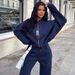 Women's Zipper Cardigan & Straight Pants Set – Autumn/Winter Casual Suit (S-XL, Light Gray/Dark Blue/Pinkish/Black/Red)_ecoleips.com