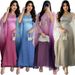 Women's Clothing Middle Eastern Modest Muslim Fashion Gradient Satin Dress One Size Robe Loose Dress_ecoleips.com