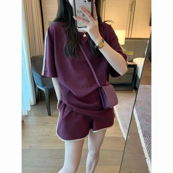 New Cross Border Trade Designer Shorts Fashion Sports Suit For Women, Summer Short Sleeved Casual Versatile Two Piece Set._ecoleips.com