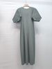 Verve 2025 Summer New High-End Solid Color Round Neck Pleated Loose Fashion Comfortable Casual Long Dress_ecoleips.com
