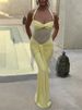 Mozision Halter Backless Sexy Maxi Dress Women Fashion Patchwork Off-shoulder Sleeveless Ruched Draped Bodycon Club Party Dress_ecoleips.com