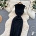 Women's Retro Cheongsam Summer Dress Chinese Style Elegant Design Heavy Embroidery Waist Cinching Sleeveless Lace Dress_ecoleips.com