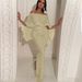Women's Clothing Ruffled Chest Wrap One Shoulder Dress Sequined Slit Hip Evening Dress_ecoleips.com