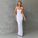 Fashion Women Solid Color Long Maxi Dress Square Neck Sleeveless Off Shoulder Sexy Elegant Slimming Bodycon Long Dress_ecoleips.com