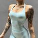 Women's Seamless Halter Neck Sports Bra Fitness Yoga Vest With Breast Pads Slimming High Elasticity Knitted Underwear Polyester_ecoleips.com