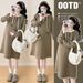 Autumn New Korean Fashion Hooded Maternity Dress_ecoleips.com