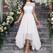 Women's Clothing Sleeveless High Collar Lace Chiffon Bridesmaid Dress Midi Skirt_ecoleips.com