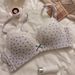girl Strawberry Mochi ~ Girly Lace Trim Floral Bra Set For Small Busts, Wireless Push-Up Bra, Young And Fresh_ecoleips.com