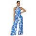 Women's Clothing Women's Sleeveless Halter Neck Jumpsuit Printed Belt Style Top For Formal & Casual For Women_ecoleips.com