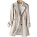 Women's Trench 2026 Spring And Autumn New Slim Fit Korean Style Double-Breasted Mid-Length Coat For Petite Women_ecoleips.com