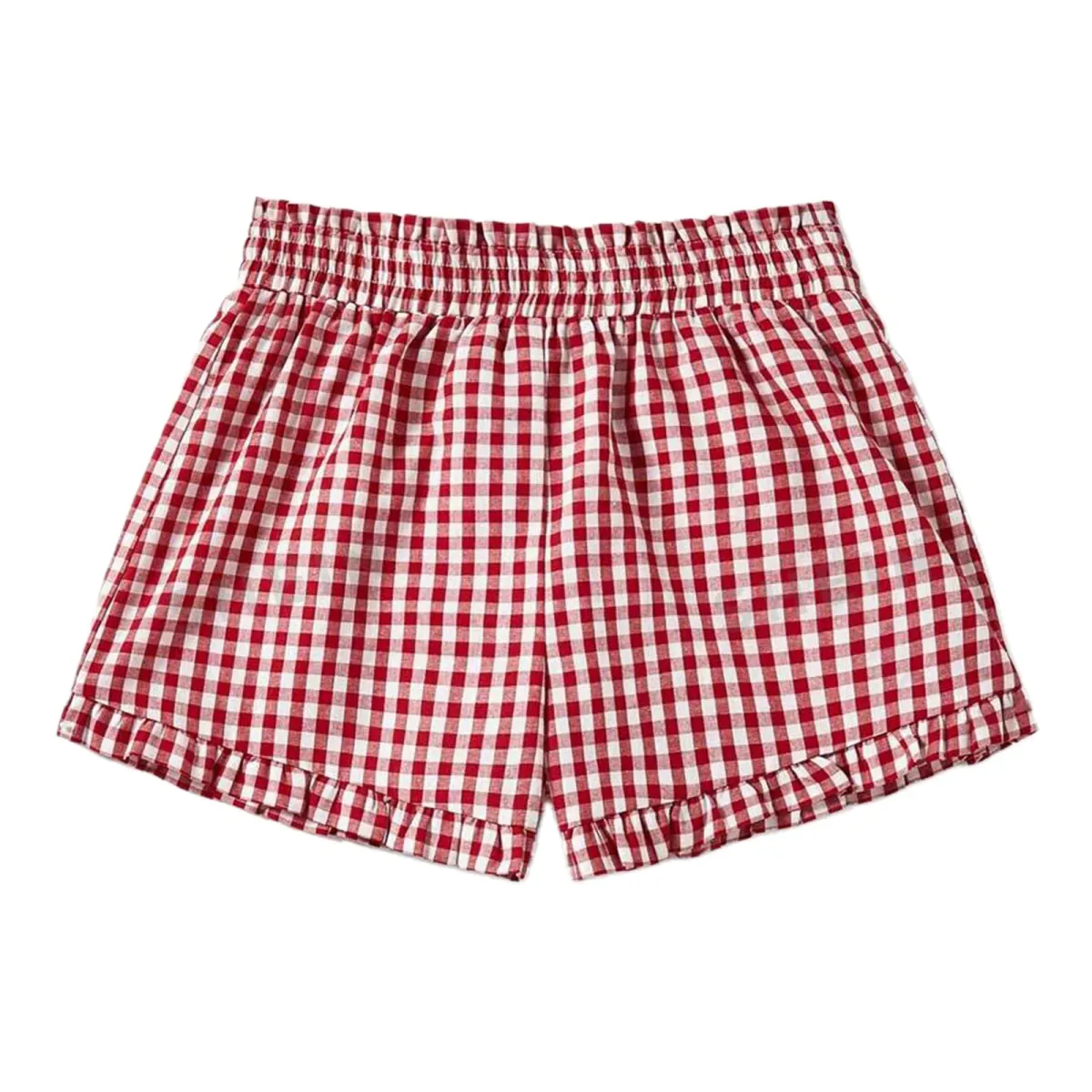 HEZIOWYUN Women's Kawaii Plaid Shorts Loose Fitting Elastic Wide Waist Shirred Ruffled Trim Wide Leg Loungewear Briefs Bottoms_ecoleips.com