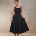 Women's Elegant Floral Embossed Vest Dress Midi Length Polished Polo Neck Versatile Elegance_ecoleips.com