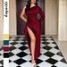 Diyun European And American Elegant Evening Asymmetrical Shoulder Slit Long Dress Women's Clothing 2025_ecoleips.com