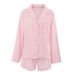 Pink Plaid Cotton Long Sleeve Shorts Loose Pajamas Two-Piece Set European And American Autumn New Home Wear_ecoleips.com