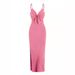 Women's Long V Neck Dress Slim Fit Backless Hollowed out Slit Tie up Summer Sexy Ins European American Cross Border Style_ecoleips.com