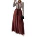 Women's Waist-Cinching Tie, Color-Blocking Women's Long-Sleeve Mesh Patchwork Dress_ecoleips.com