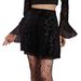 Autumn/Winter High-Waisted Slimming Short Skirt Gold Velvet Embossed Lace Hem A-Line Gothic Style For Women_ecoleips.com