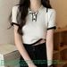 French-Inspired Polo Knit Top – Breathable Short Sleeve With Collar (One Size, Cool-Touch Polyester Blend)_ecoleips.com