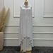 2025 New Muslim Women's Clothing Arabic Solid Color Long Robe Dress Two-Piece Set_ecoleips.com