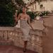 Women's French Style Long Dress Slim Fitting Waist Polka Dot Ruched Skirt Slip Dress_ecoleips.com